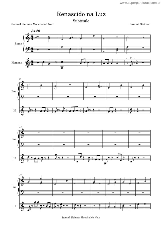 Partitura da música Renascido Na Luz
