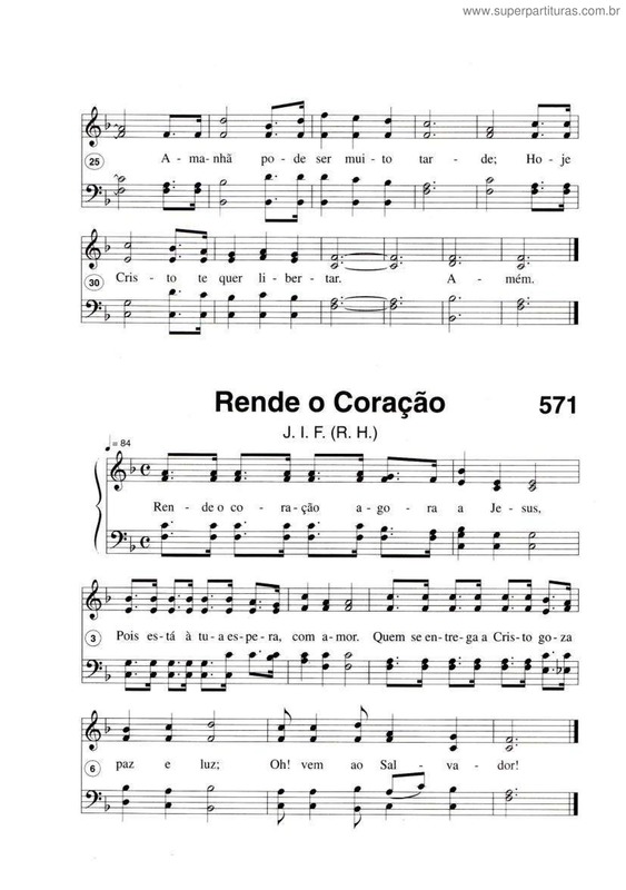 Partitura da música Rende O Coração