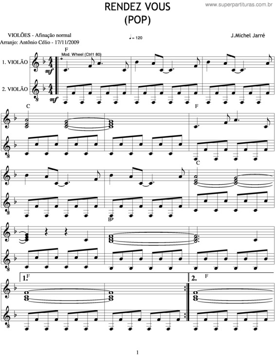 Partitura da música Rendez Vous v.2