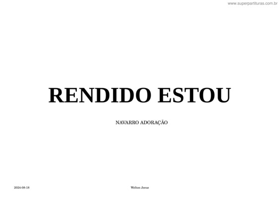 Partitura da música Rendido Estou – Eb – Welton – Violão + Tablatura