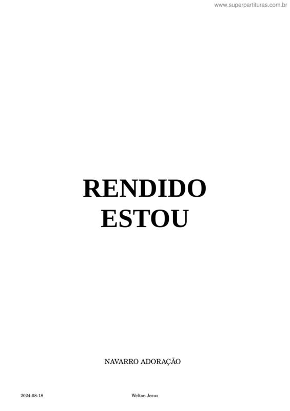 Partitura da música Rendido Estou – Eb – Welton – Violão