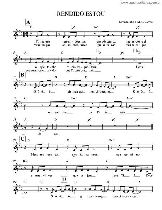 Partitura da música Rendido Estou v.4