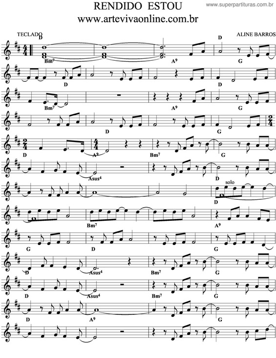 Partitura da música Rendido Estou v.5