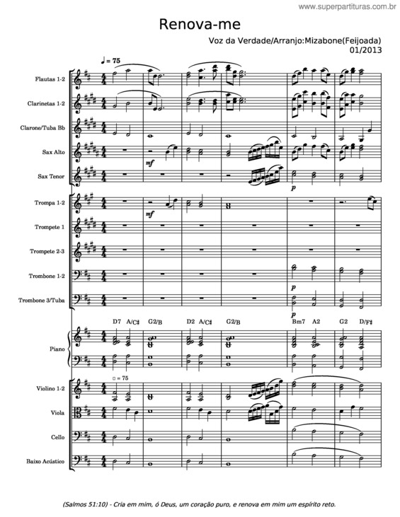 Partitura da música Renova–Me – Voz Da Verdade
