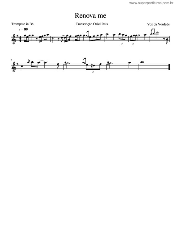Partitura da música Renova Me Trompete In Bb