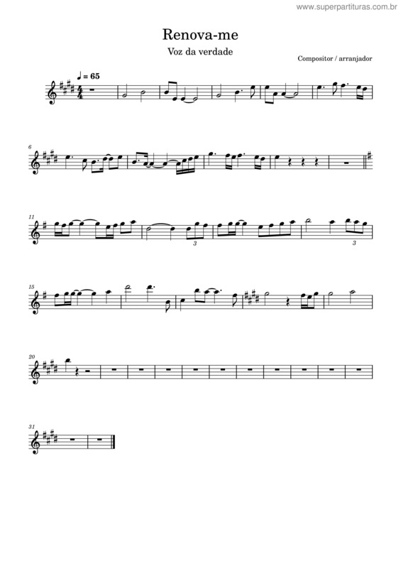 Partitura da música Renova–Me v.14