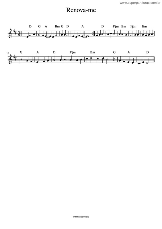 Partitura da música Renova-Me v.8