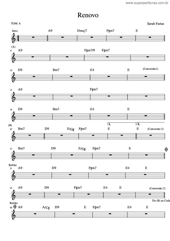 Partitura da música Renovo