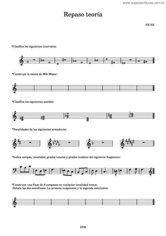 Partitura da música Repaso Teoría Ficha