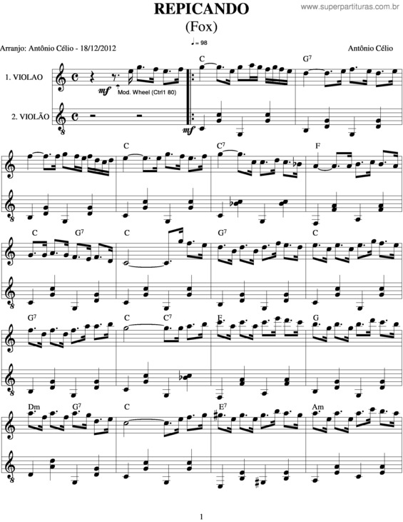 Partitura da música Repicando