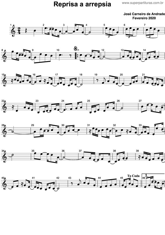 Partitura da música Reprisa A Arrepsia