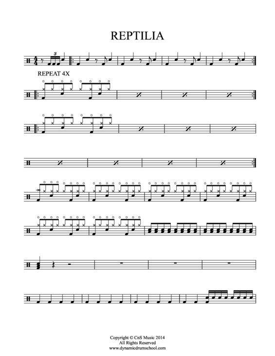 Partitura da música Reptilia