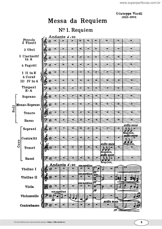 Partitura da música Requiem v.3