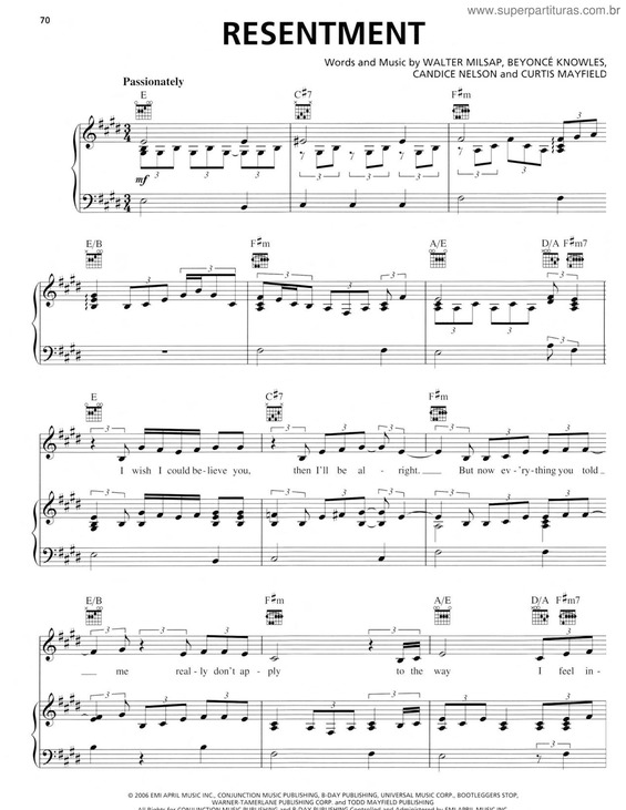 Partitura da música Resentment