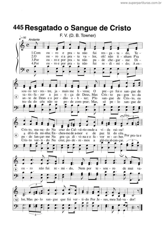 Partitura da música Resgatado O Sangue De Cristo