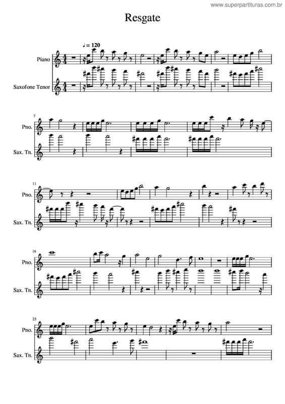 Partitura da música Resgate Junção
