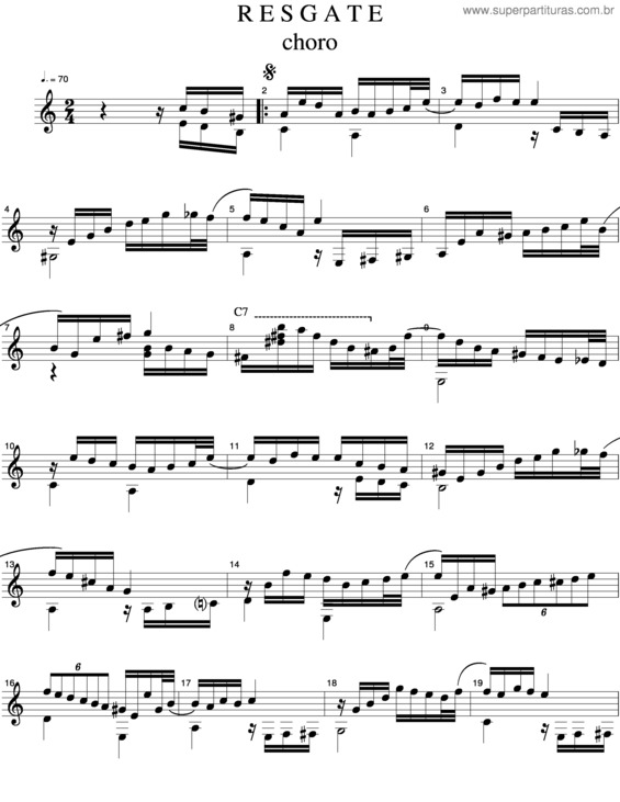 Partitura da música Resgate