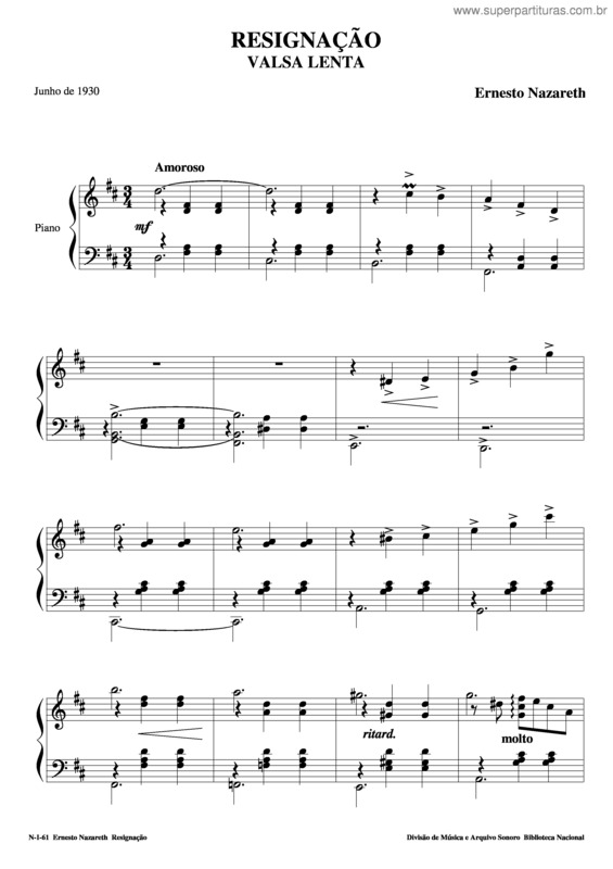 Partitura da música Resignação v.2