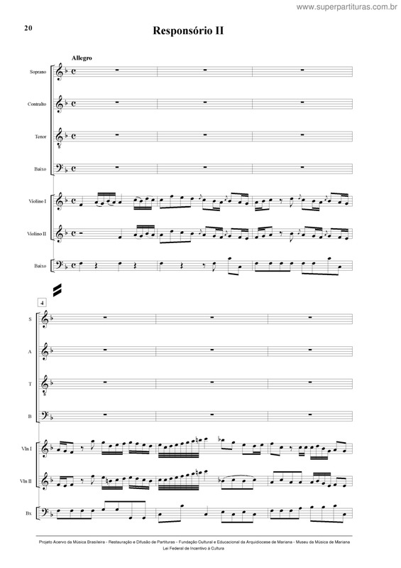 Partitura da música Responsório II