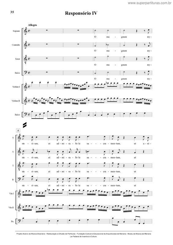 Partitura da música Responsório IV