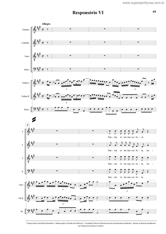 Partitura da música Responsório VI