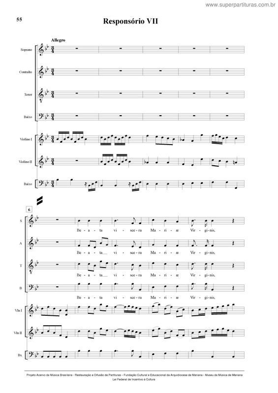 Partitura da música Responsório VII