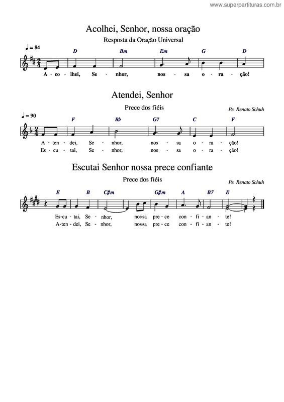 Partitura da música Resposta A Prece Universal – Arquidiocese Poa Acolhei, Senhor, Nossa Oração