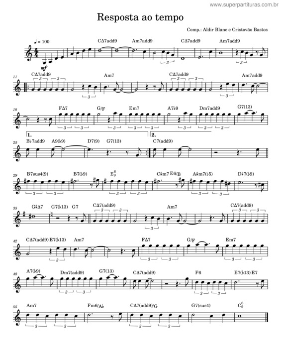 Partitura da música Resposta Ao Tempo v.3