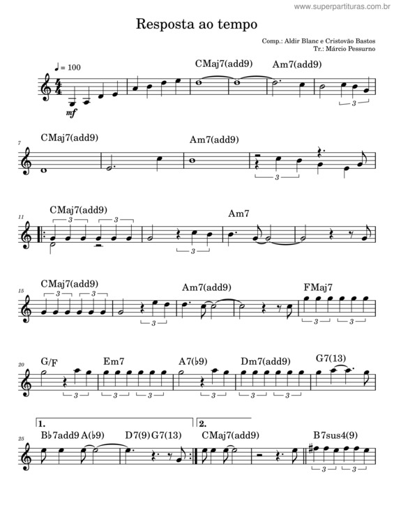 Partitura da música Resposta Ao Tempo v.4