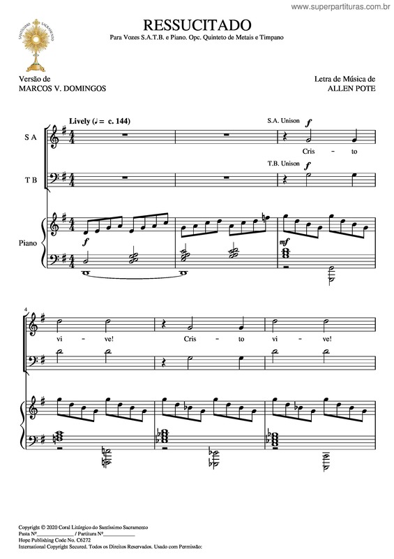 Partitura da música Ressucitado