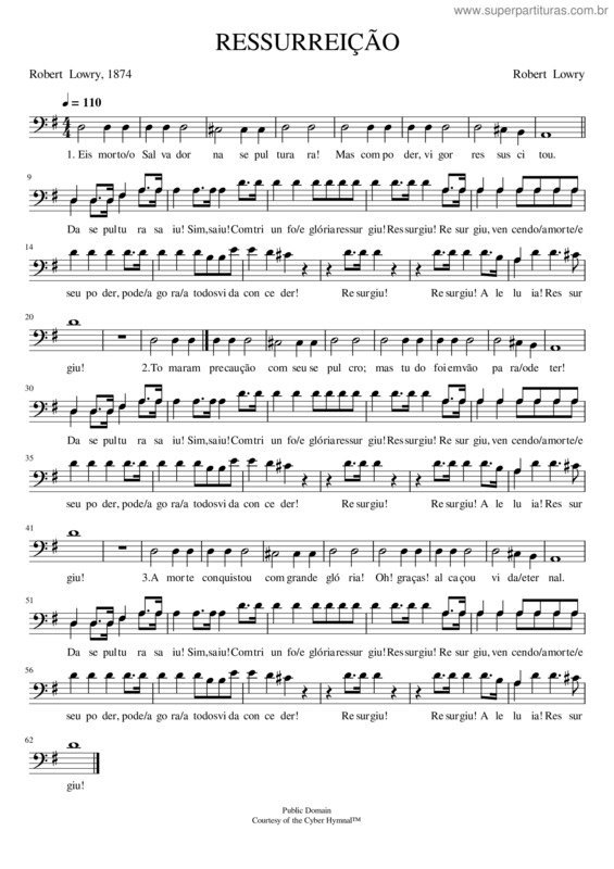 Partitura da música Ressurreição – Robert Lowry