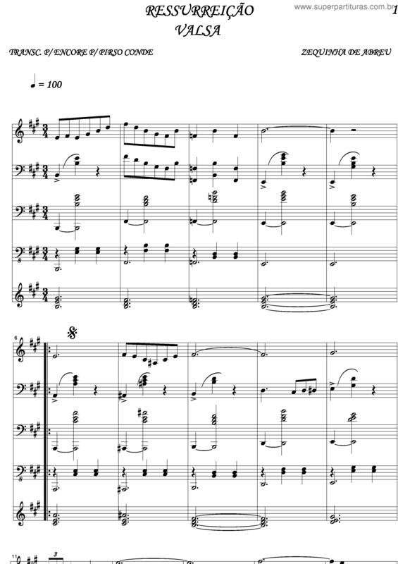 Partitura da música Ressurreição v.2