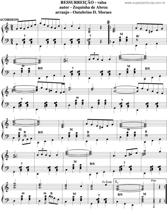 Partitura da música Ressurreição v.3