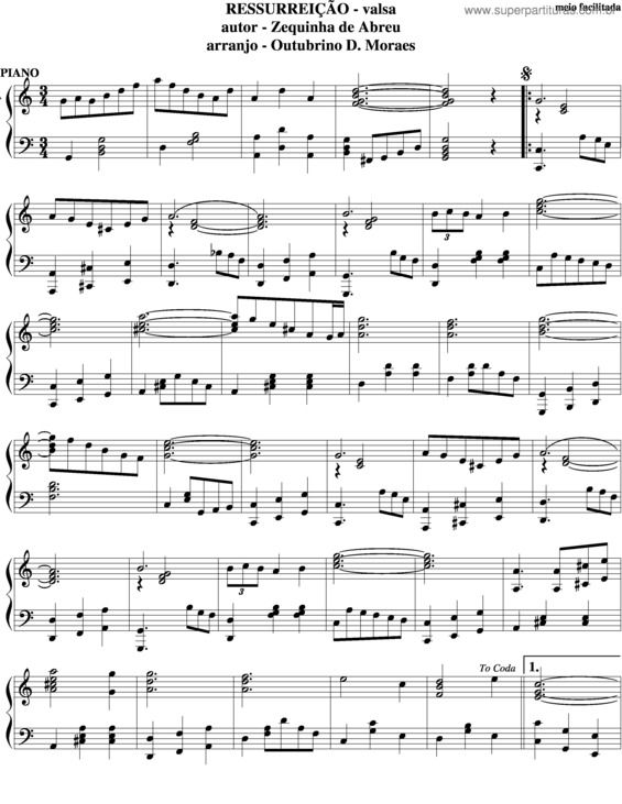 Partitura da música Ressurreição v.4