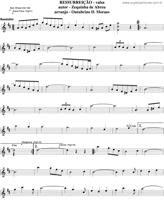 Partitura da música Ressurreição v.5