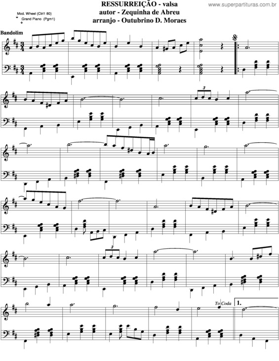 Partitura da música Ressurreição v.6
