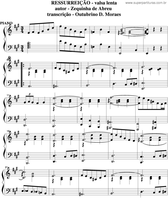 Partitura da música Ressurreição v.7