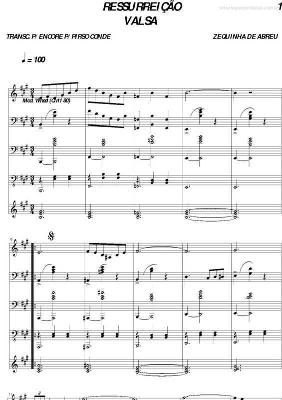 Partitura da música Ressurreição