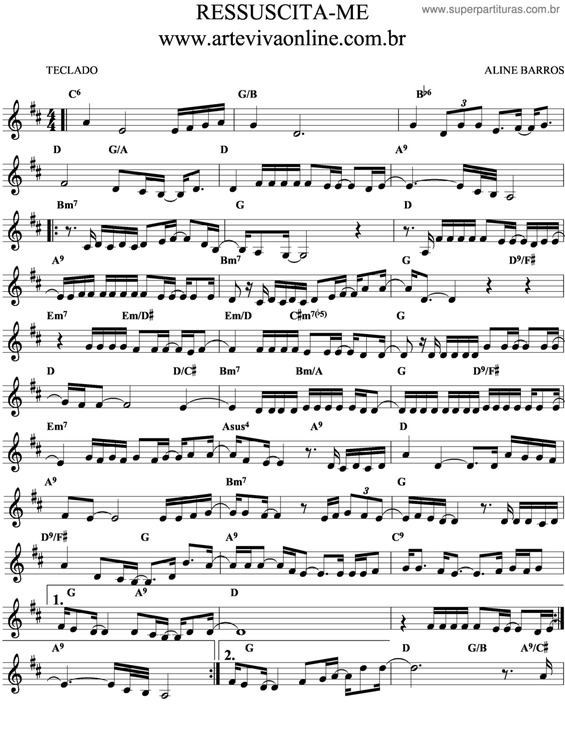 Partitura da música Ressuscita-Me v.3