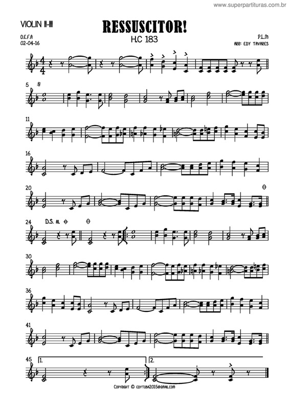 Partitura da música Ressuscitor v.15