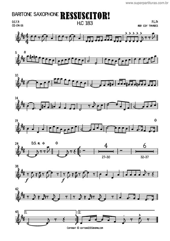 Partitura da música Ressuscitor v.2