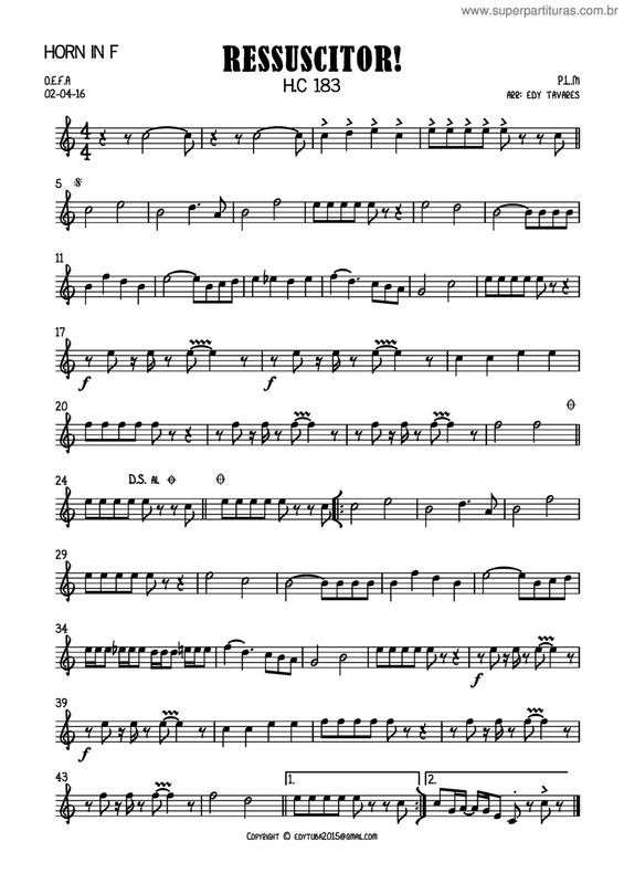 Partitura da música Ressuscitor v.7