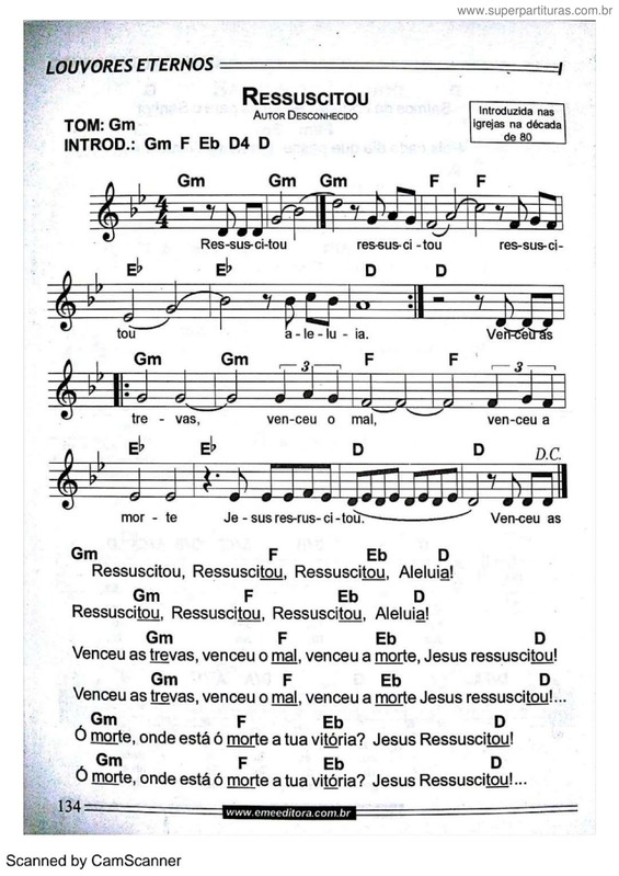 Partitura da música Ressuscitou v.2