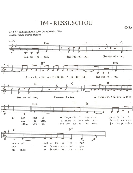 Partitura da música Ressuscitou