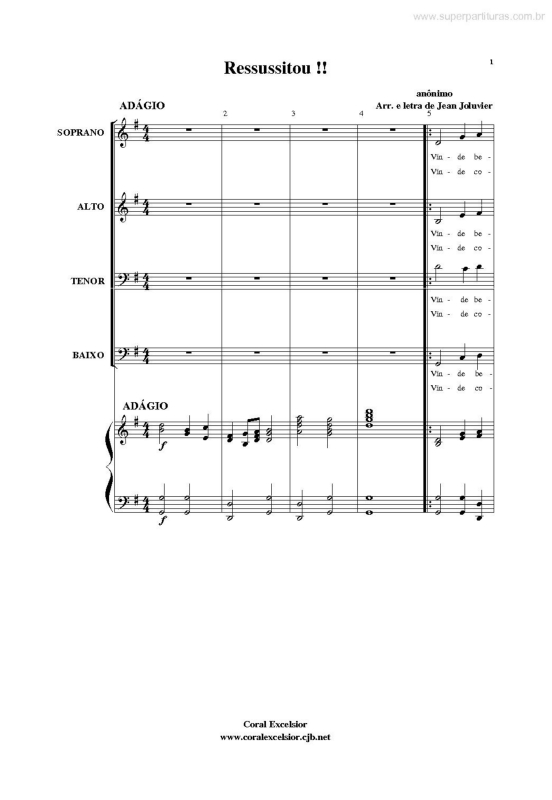 Partitura da música Ressussitou