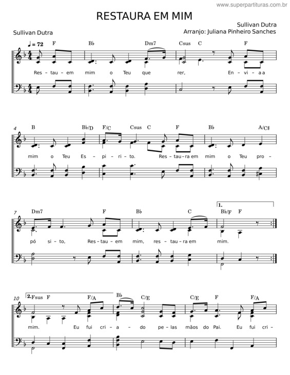 Partitura da música Restaura Em Mim
