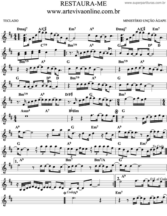 Partitura da música Restaura-Me