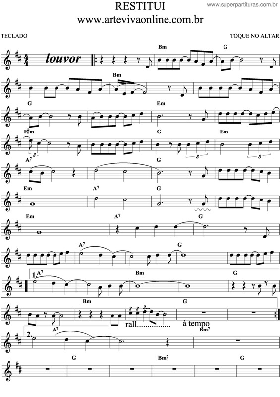 Partitura da música Restitui v.2