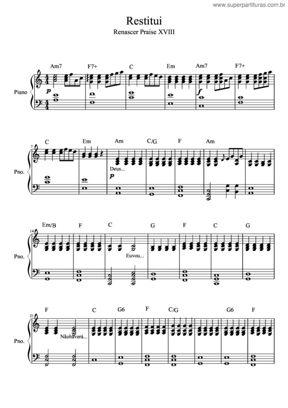 Partitura da música Restitui v.3