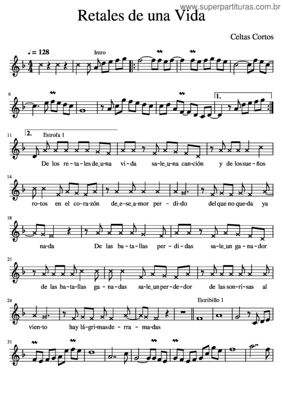 Partitura da música Retales De Una Vida